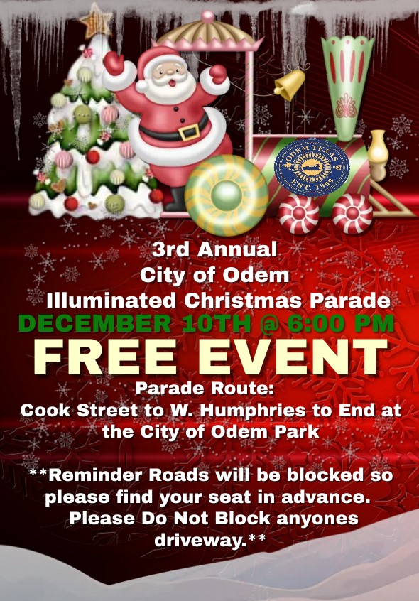 3rd Annual – City of Odem – Illuminated Christmas Parade