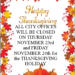 Office Closure – Thanksgiving Day