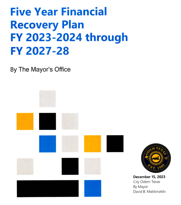From the Mayor:  5 Year Financial Recovery Plan