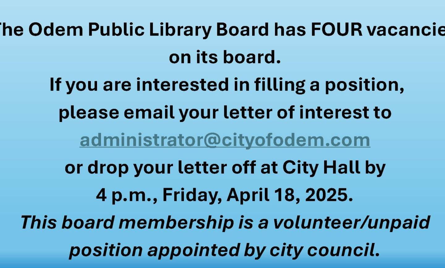 Odem Public Library – Open Vacancies