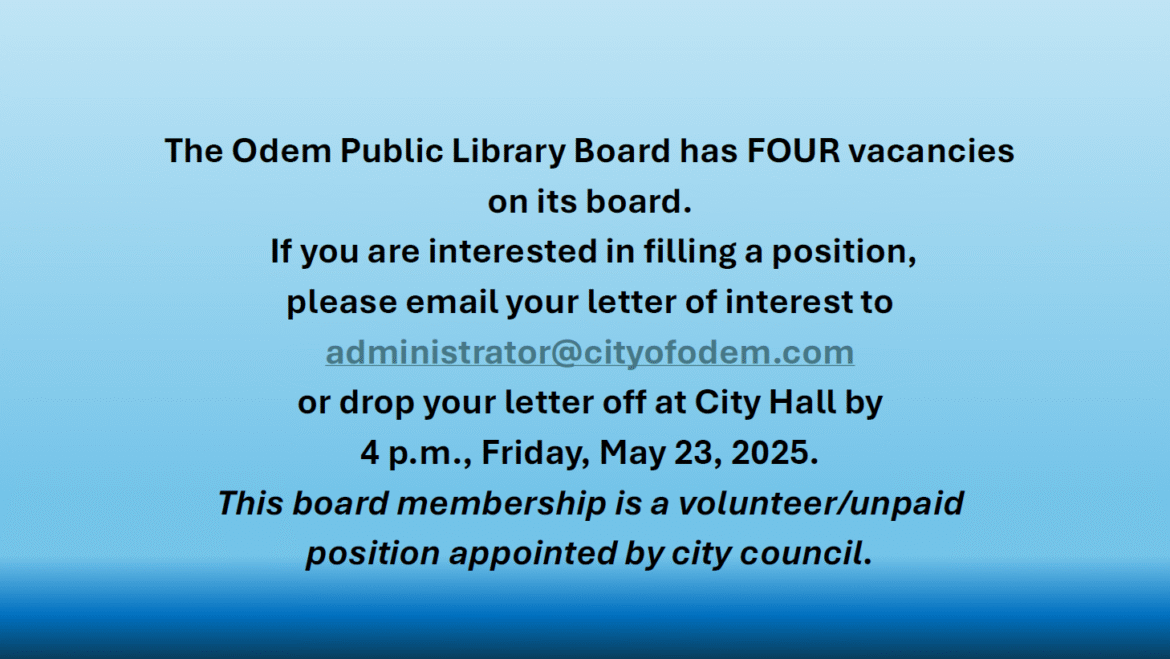 Odem Library Board Vacancies
